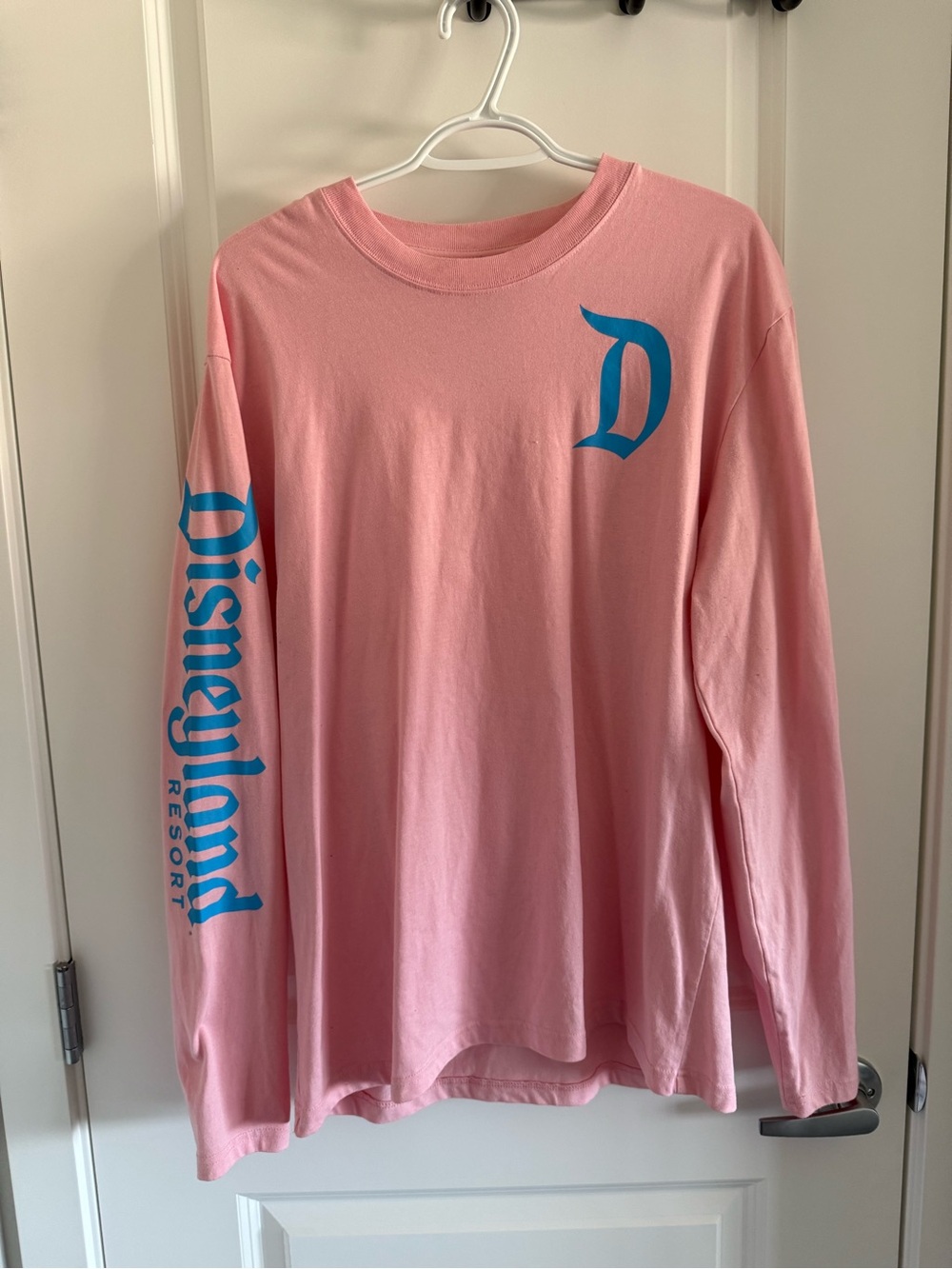 Disney Pink Long Sleeve Shirt with Blue Logo Print